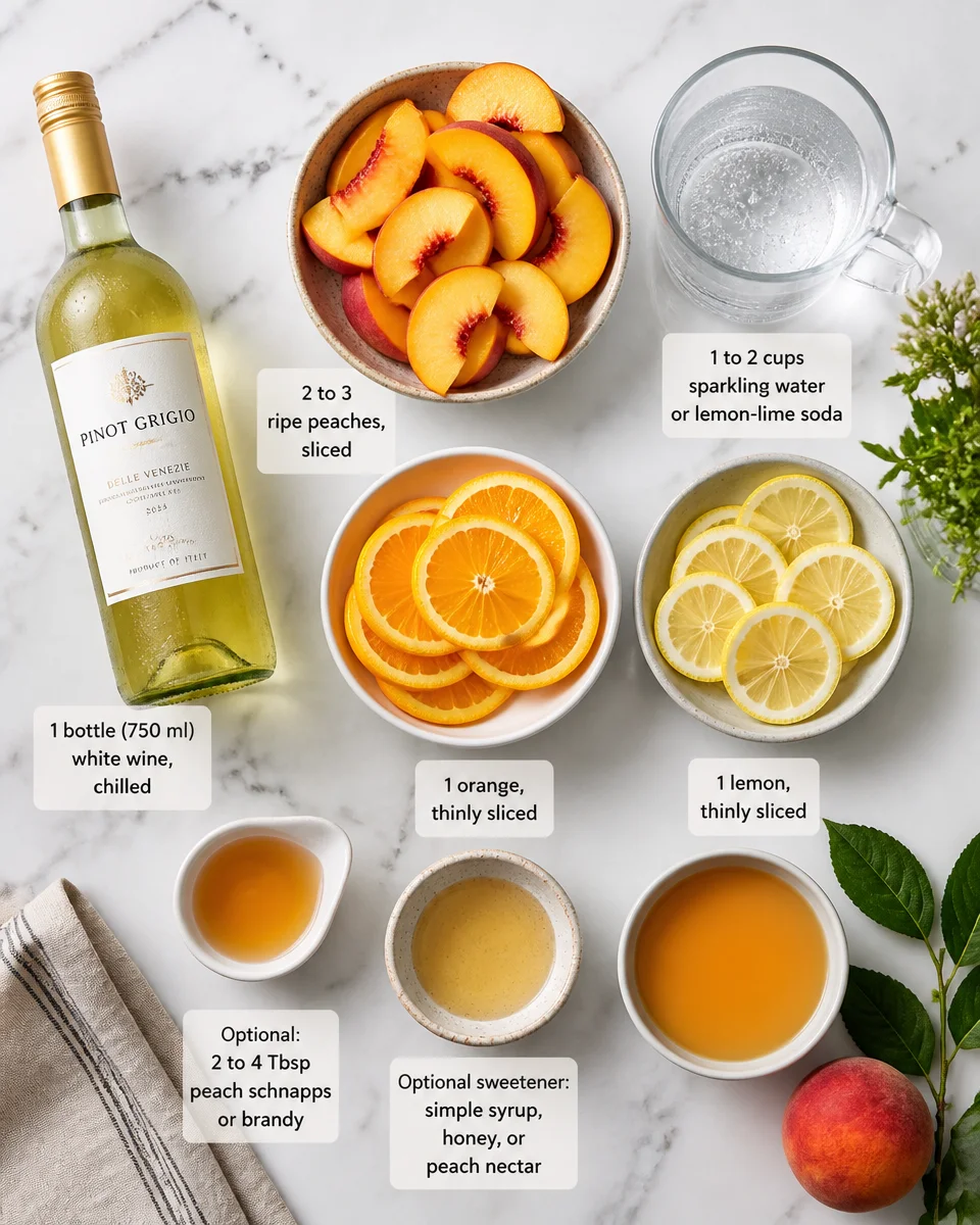 Easy Peach Sangria — Summer White Wine Drink