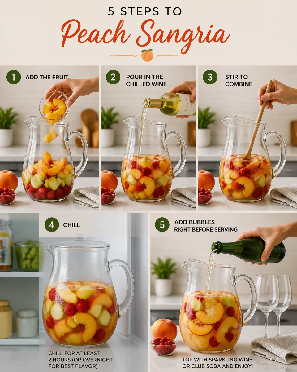 Easy Peach Sangria — Summer White Wine Drink
