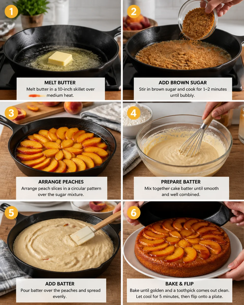 Easy Peach Upside Down Cake — Summer Skillet