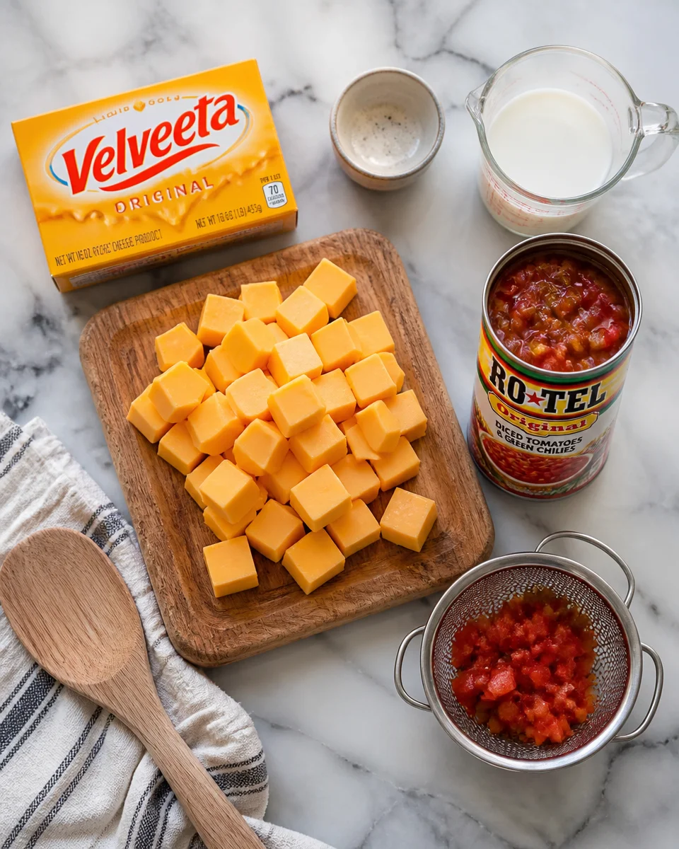 Easy Queso Dip — Creamy Velveeta Rotel Dip