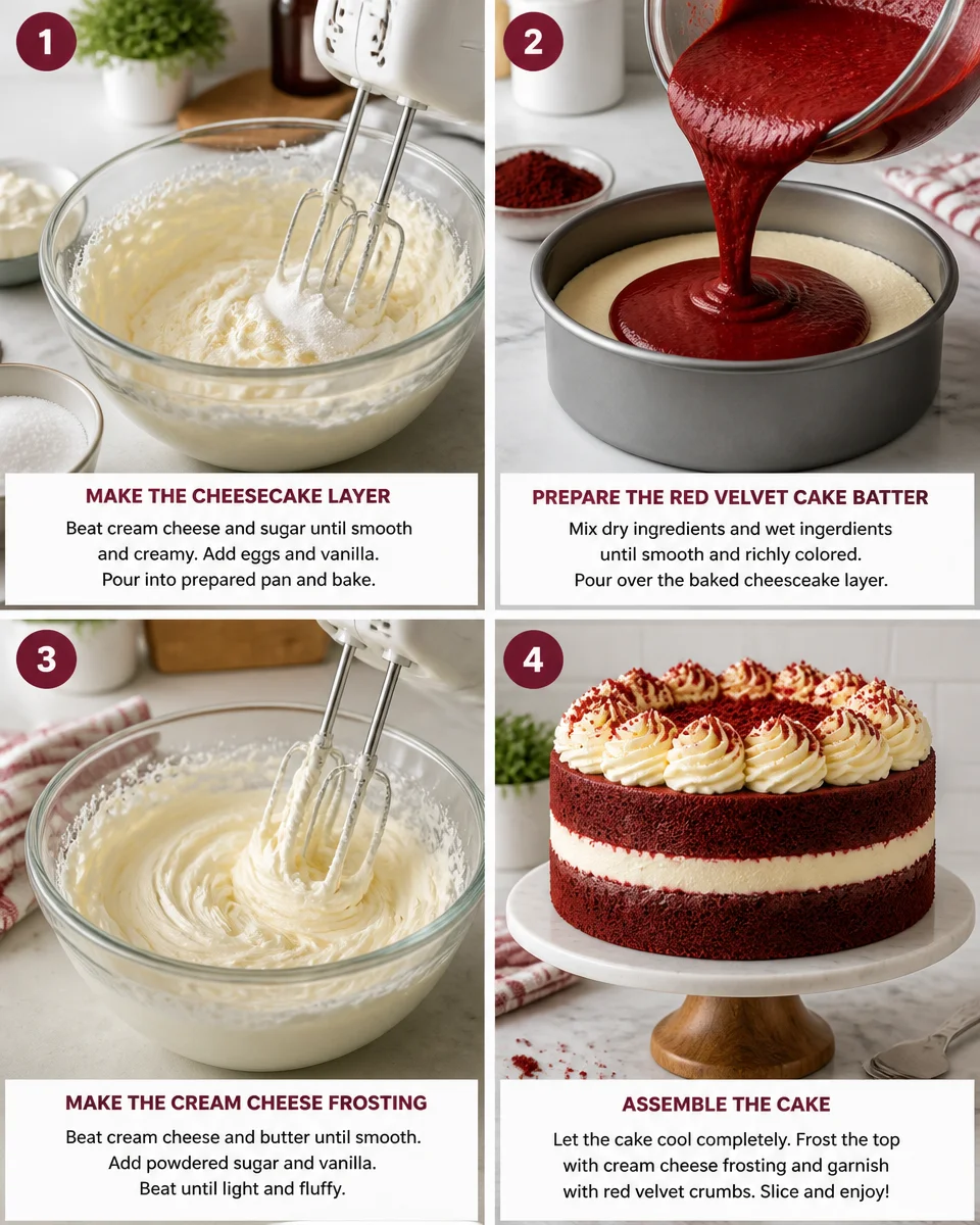 Easy Red Velvet Cheesecake Cake — Two Layer Recipe