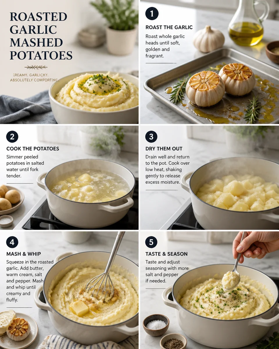 Easy Roasted Garlic Mashed Potatoes — Creamy Whipped