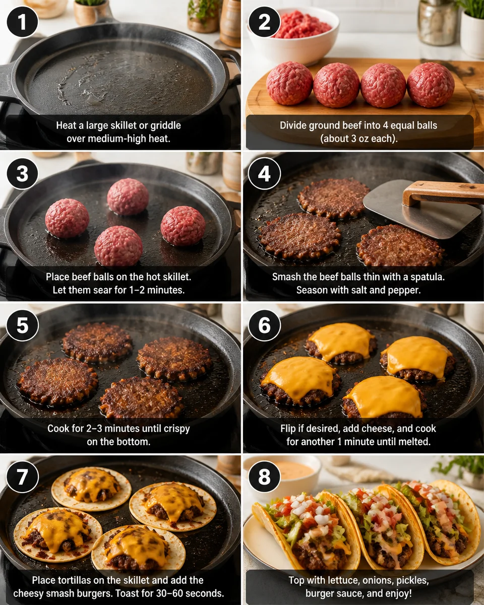 Easy Smash Burger Tacos — Viral TikTok Recipe