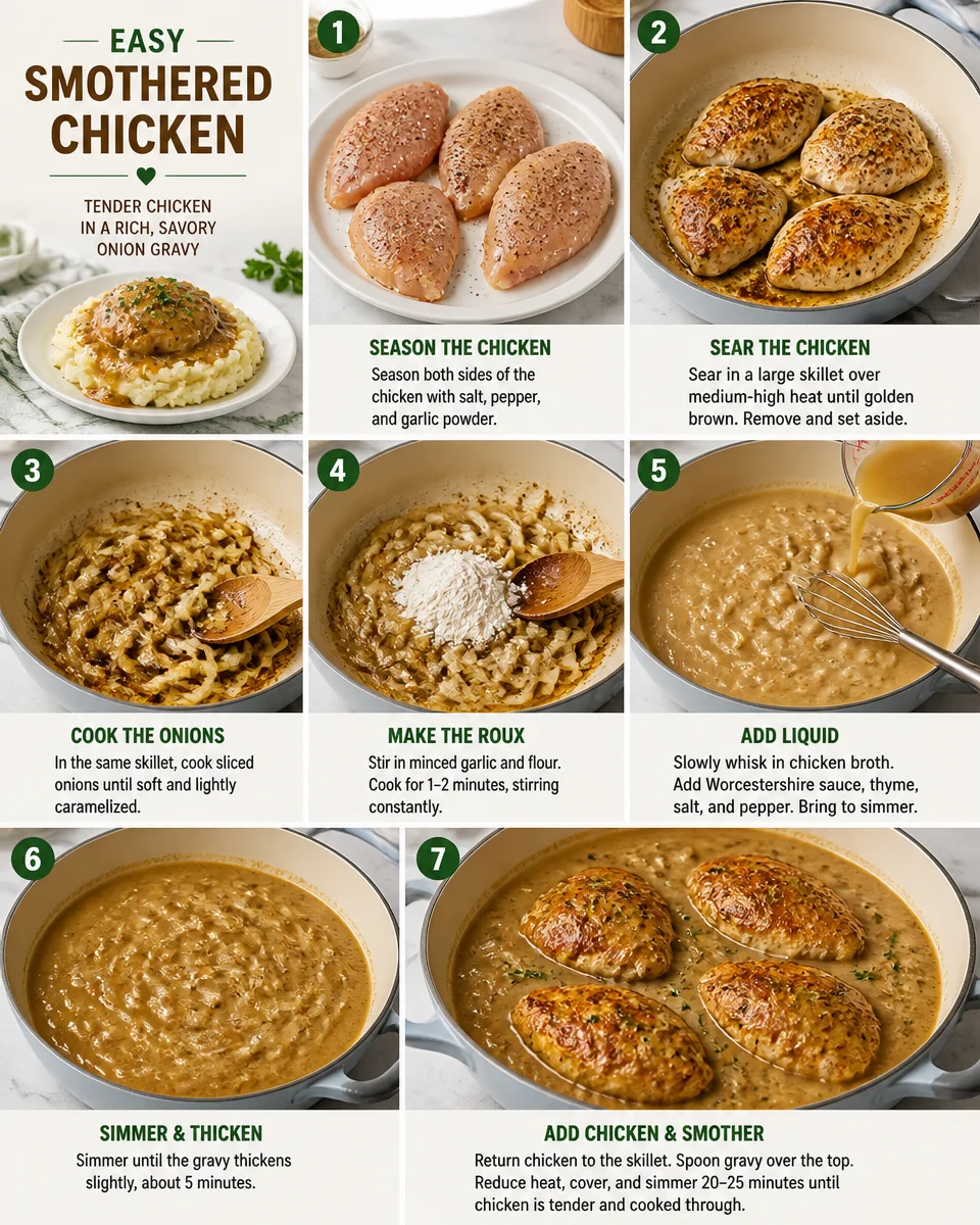 Easy Smothered Chicken — Southern Style Gravy Recipe