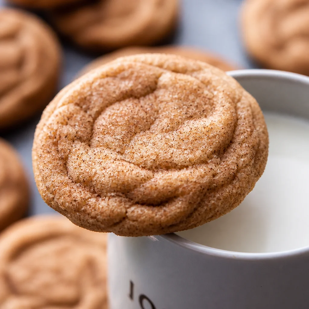Soft and chewy snickerdoodle cookies coated in cinnamon sugar, freshly baked.