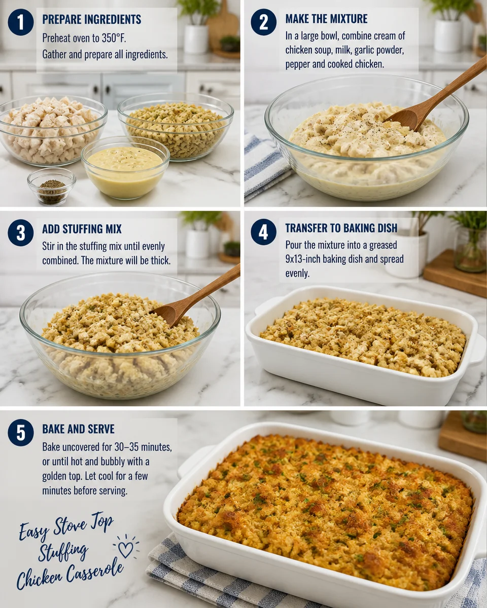 Easy Stove Top Stuffing Chicken Casserole — 30 Minute Dinner