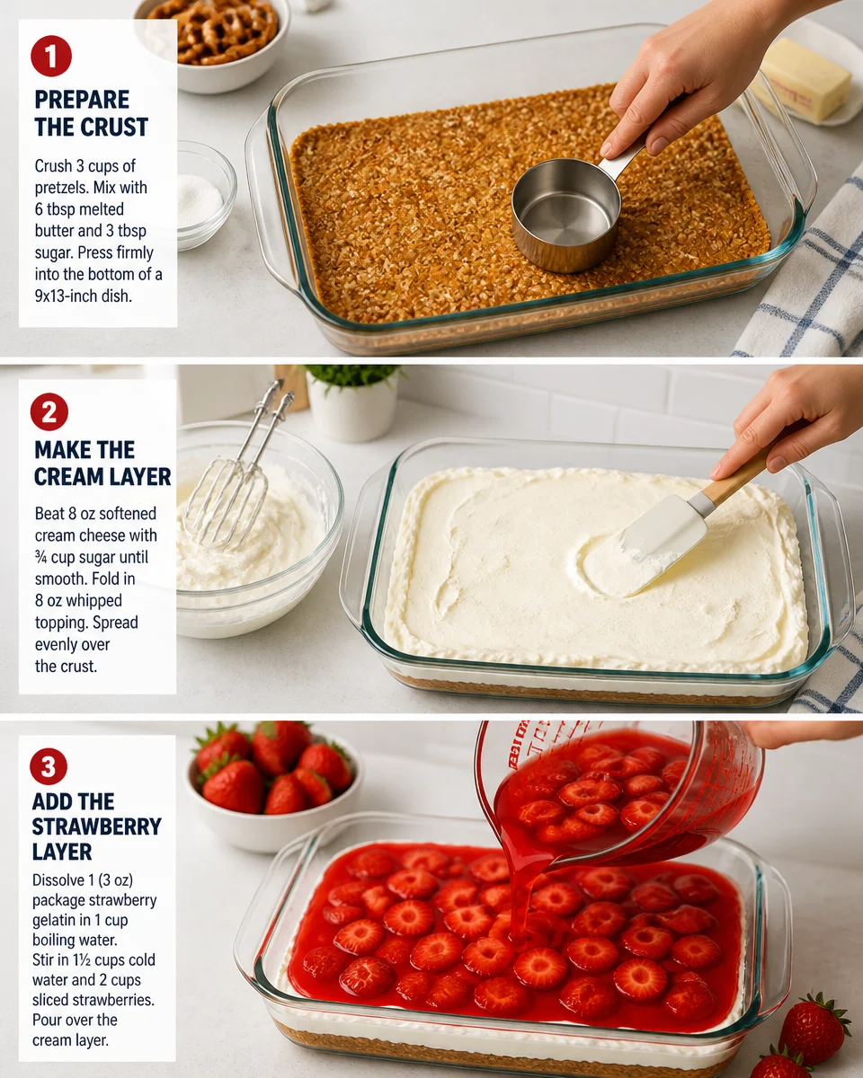 Easy Strawberry Pretzel Salad — Classic Southern Dessert