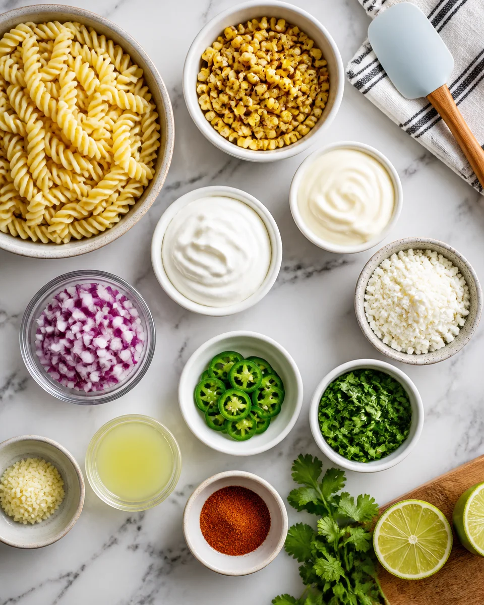 Easy Street Corn Pasta Salad — Creamy Mexican Elote Style