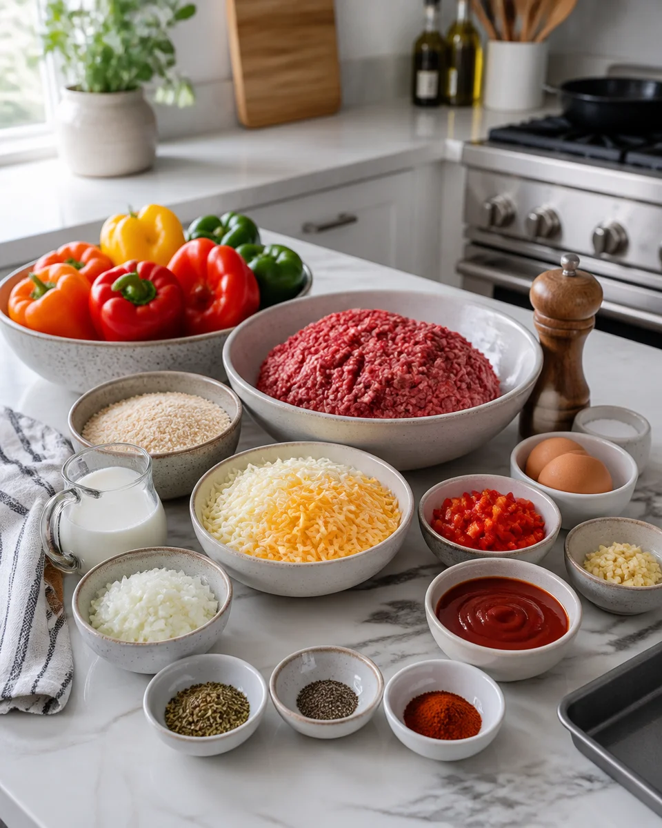 Easy Stuffed Meatloaf — Cheese and Pepper Filled