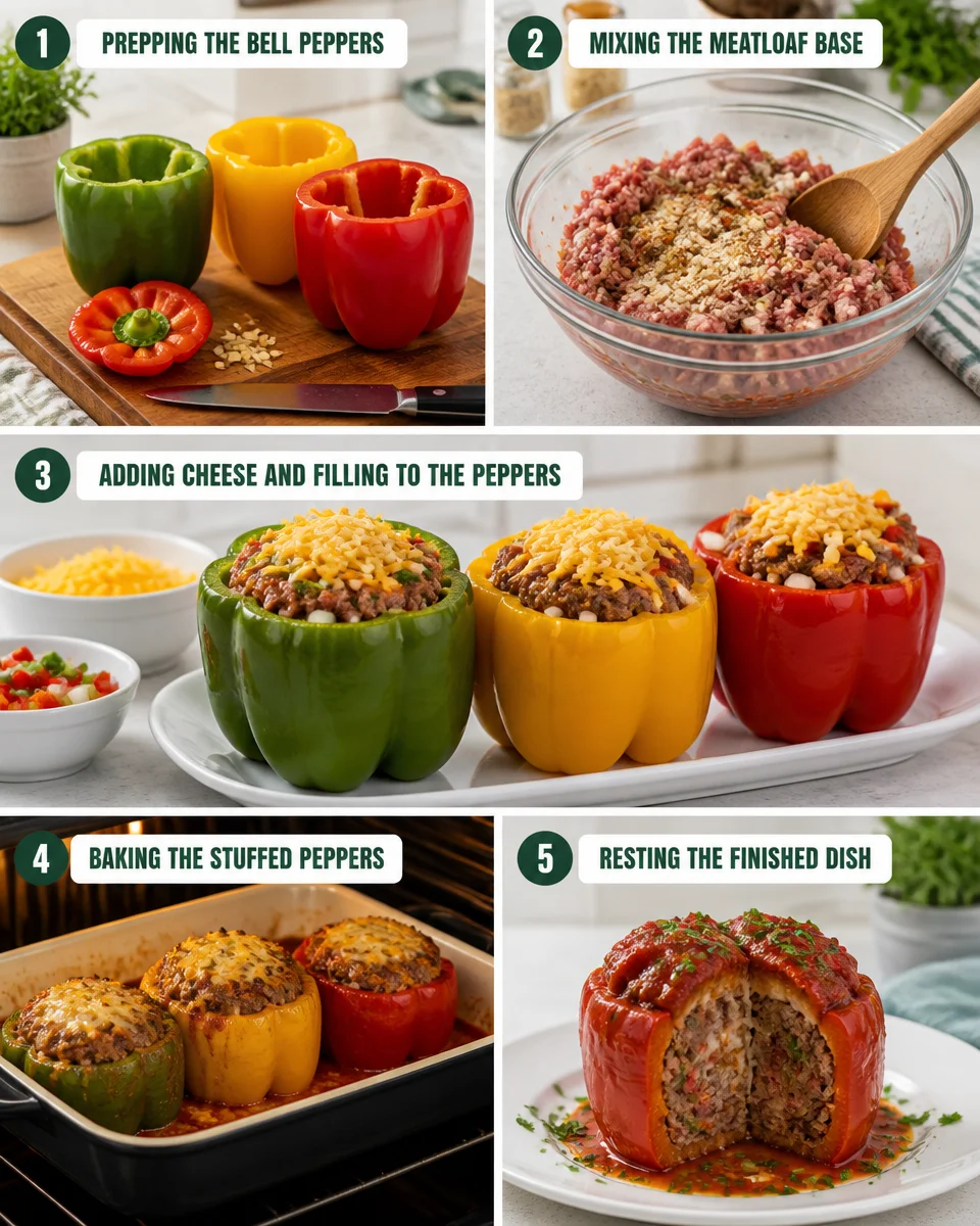 Easy Stuffed Meatloaf — Cheese and Pepper Filled