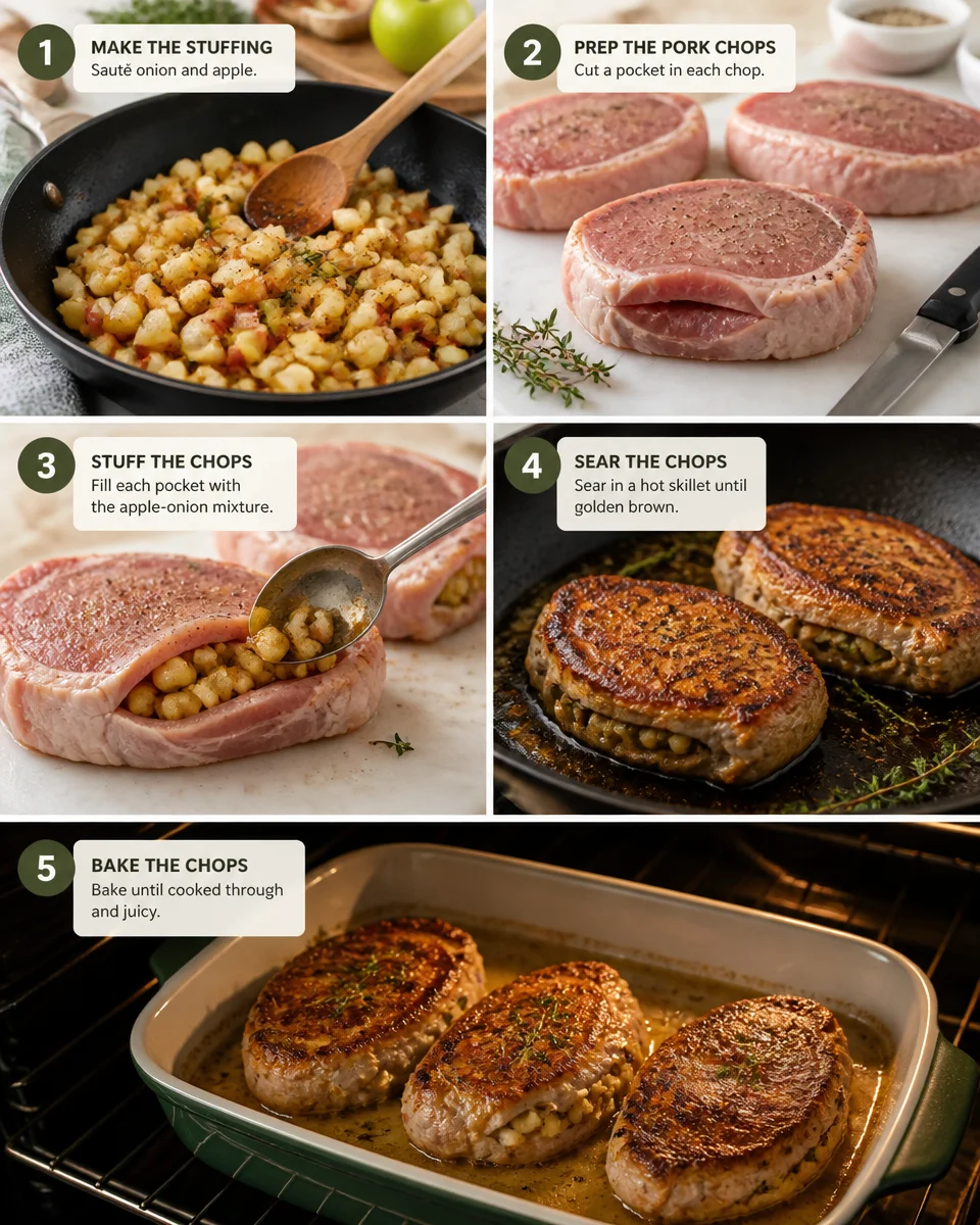 Easy Stuffed Pork Chops — Apple and Stuffing Filled