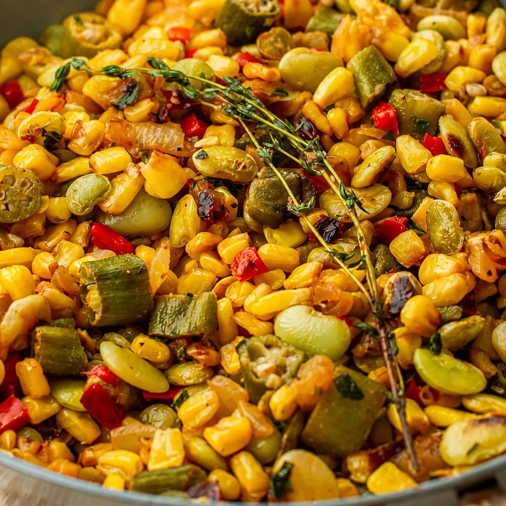 Delicious Easy Succotash with Southern Corn and Lima Beans served in a bowl