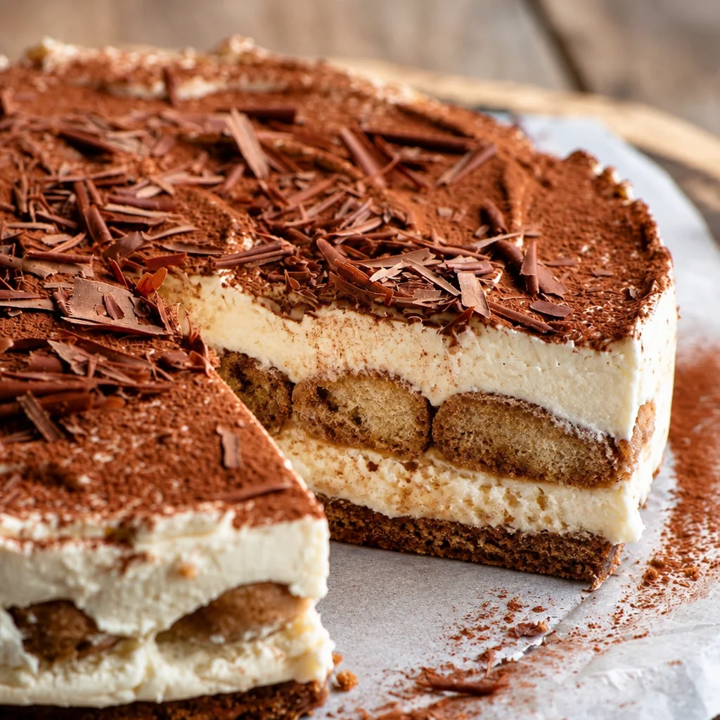 Easy Tiramisu dessert with coffee-soaked ladyfingers and creamy mascarpone filling.