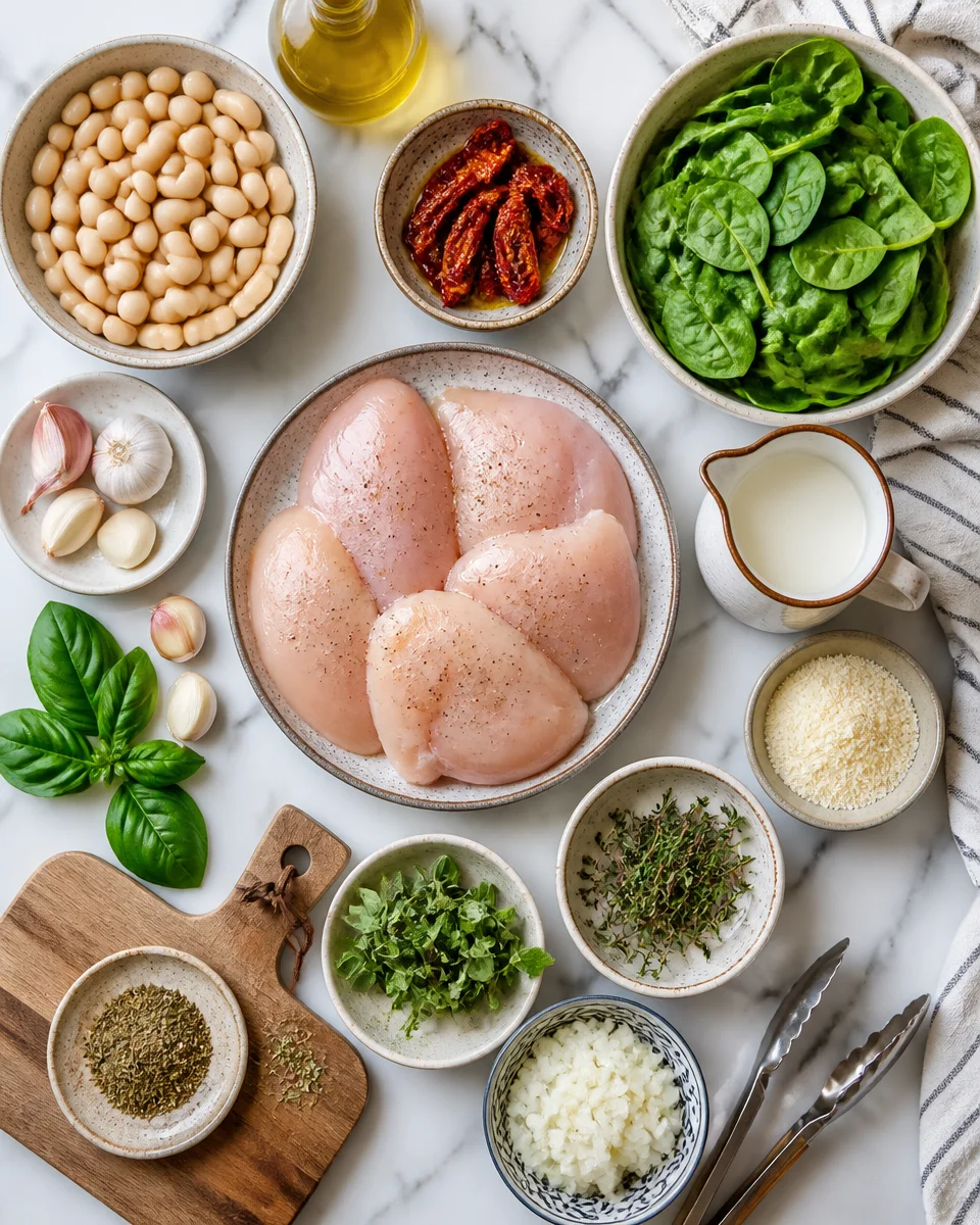 Easy Tuscan White Bean Chicken Skillet — One Pan Dinner