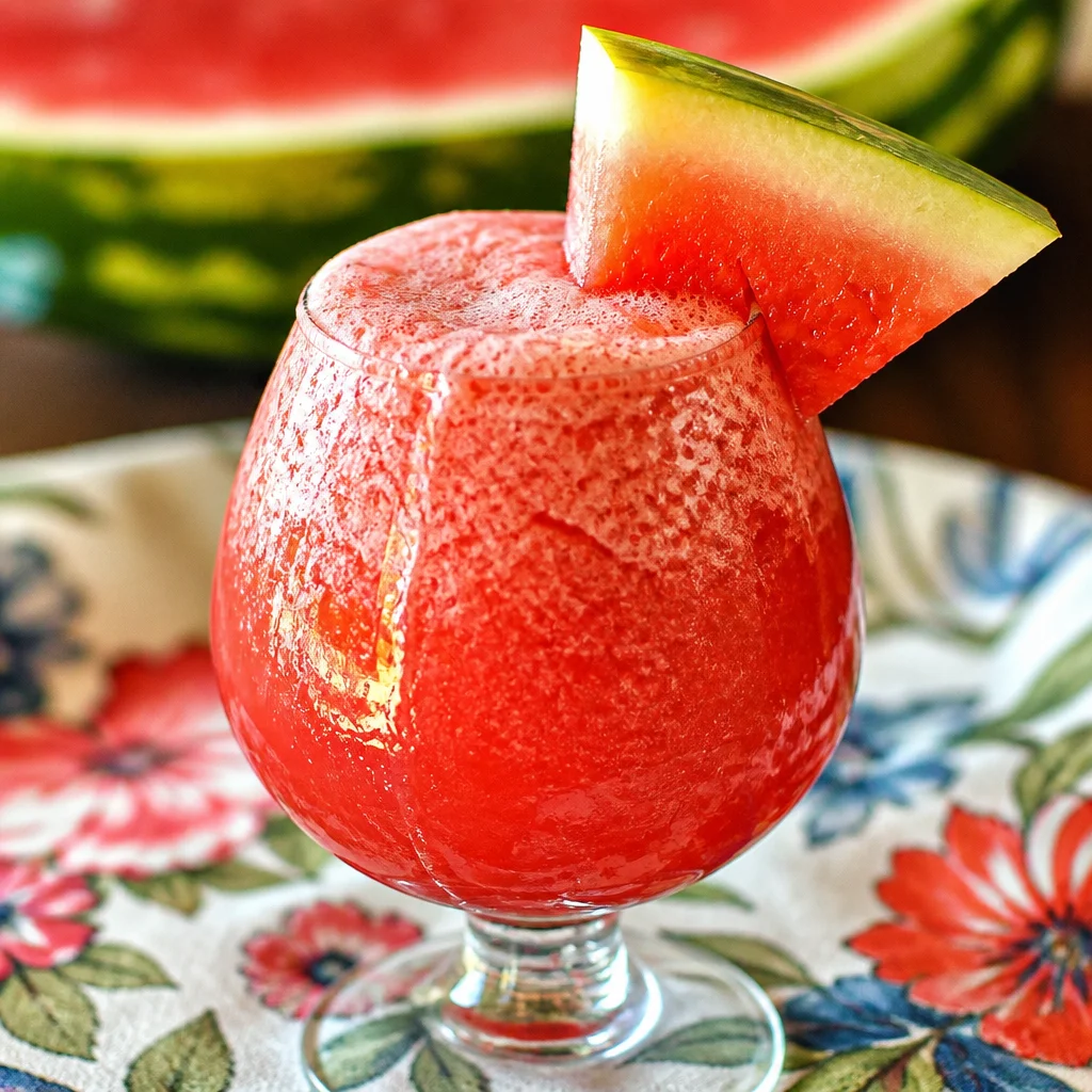 Easy Watermelon Lemonade — 3 ingredient summer drink served in a glass with ice.