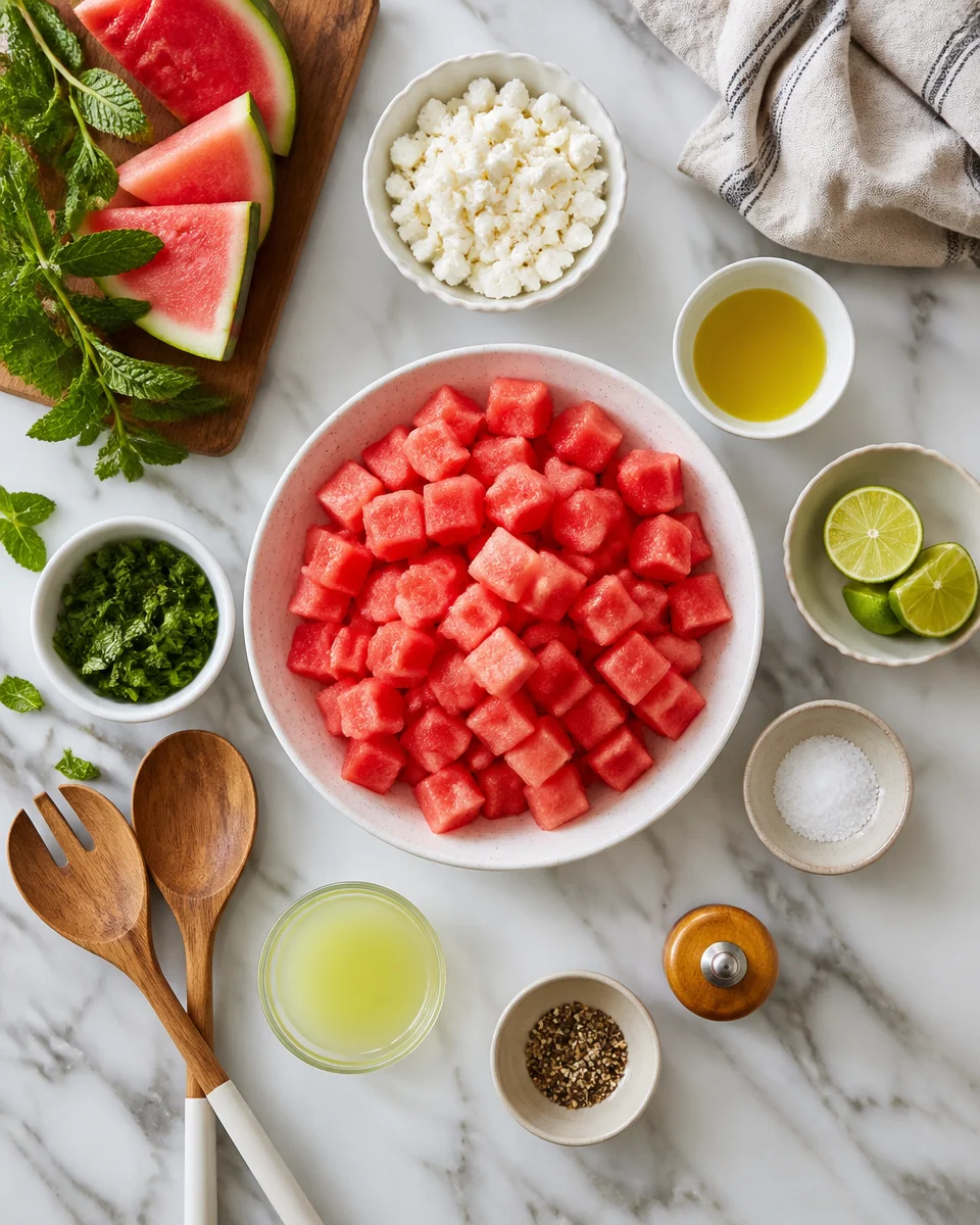 Easy Watermelon Salad — Feta Mint Summer Salad