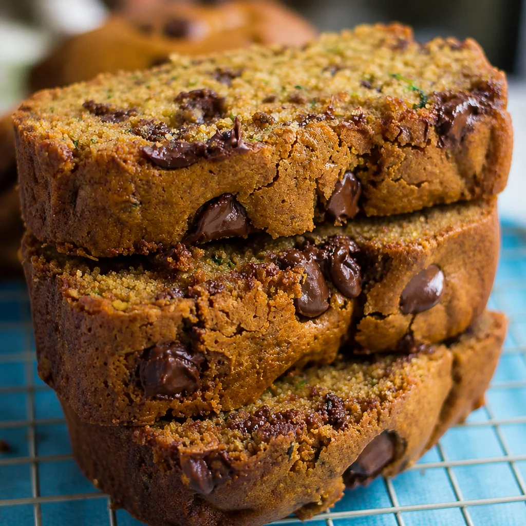 A loaf of moist Easy Zucchini Bread made in one bowl, garnished with cinnamon and sugar.