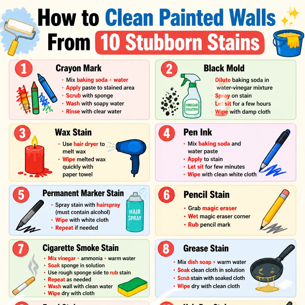 How to clean stubborn stains from painted walls effectively