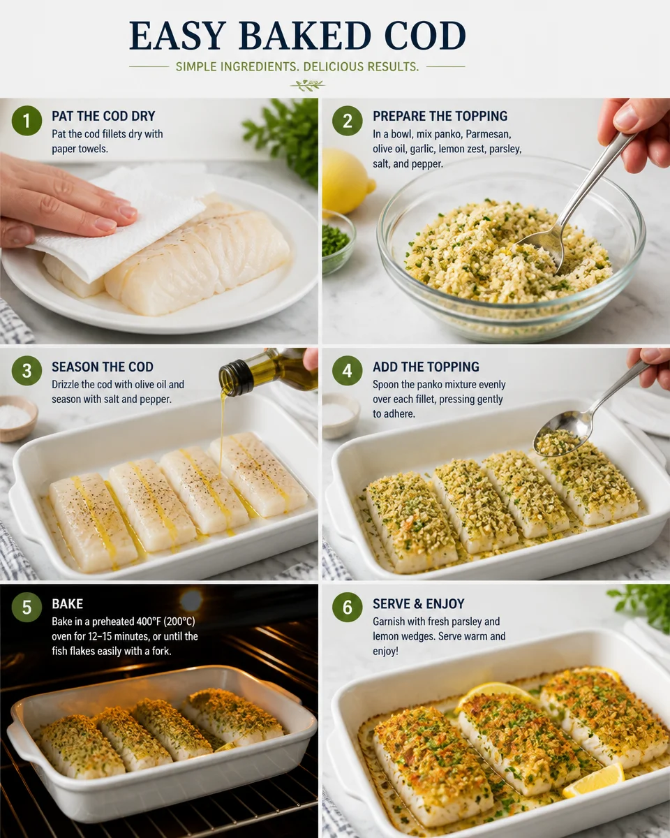 Easy Baked Cod — Lemon Herb Panko Crust