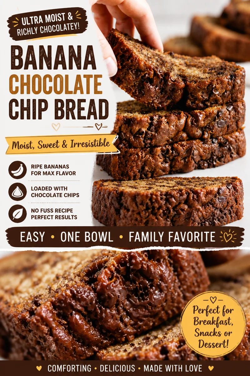 Easy Banana Chocolate Chip Bread — Moist Loaf