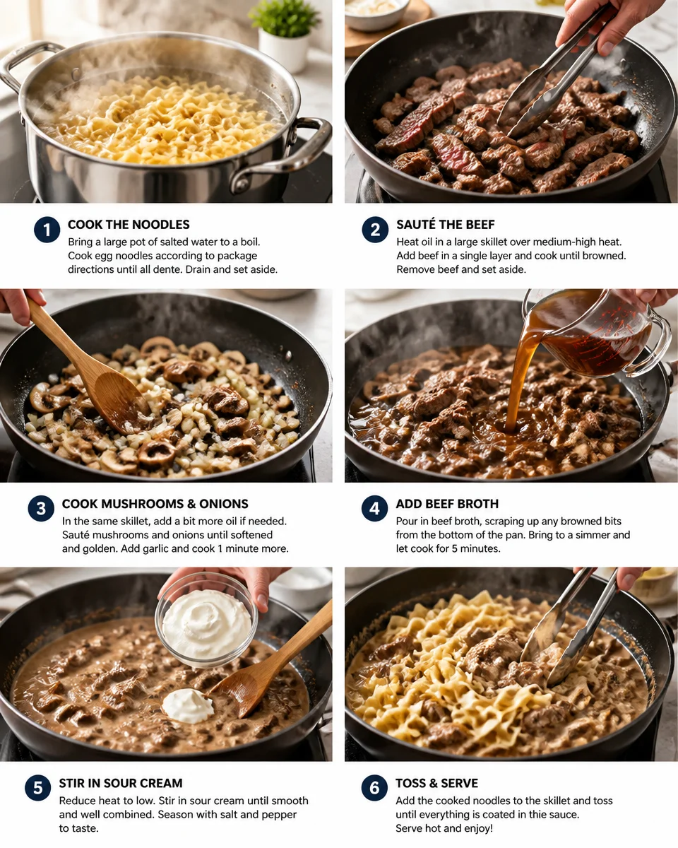 Easy Beef Stroganoff — Creamy Mushroom Noodles