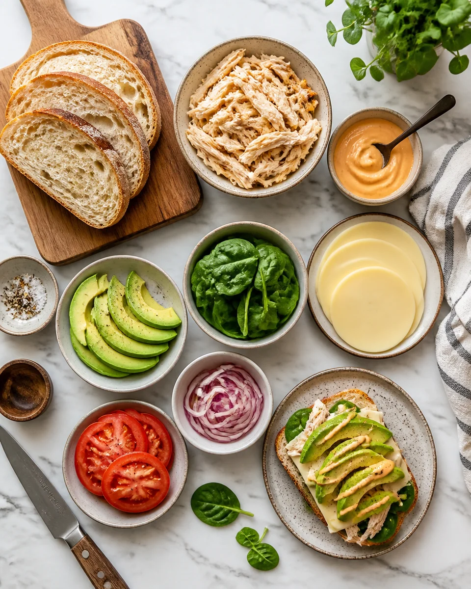 Easy Chicken Avocado Melt — Grilled Cheese Sandwich