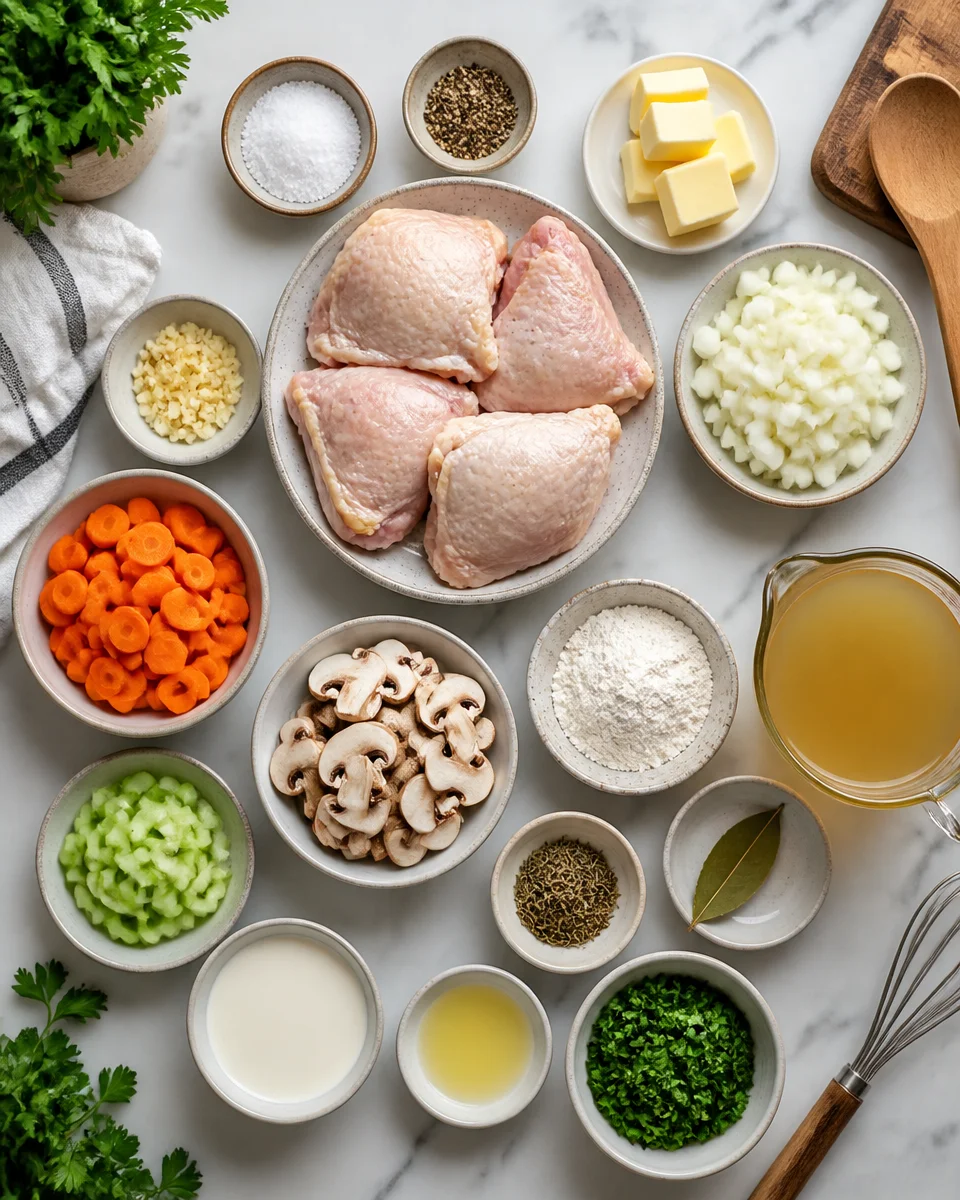 Easy Chicken Fricassee — French Creamy White Stew