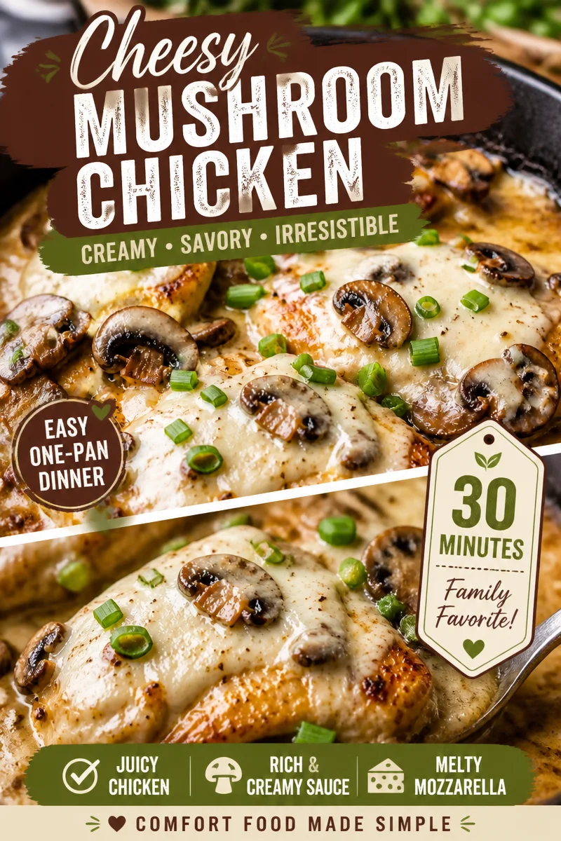 Easy Chicken Lombardy — Mushroom Marsala Cheese Bake