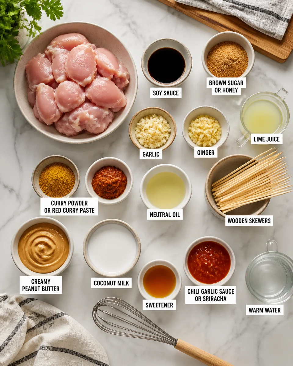 Easy Chicken Satay — Thai Peanut Sauce Skewer