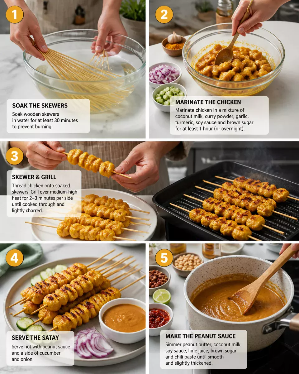 Easy Chicken Satay — Thai Peanut Sauce Skewer