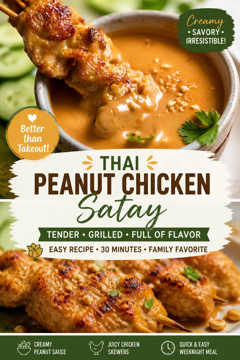 Easy Chicken Satay — Thai Peanut Sauce Skewer