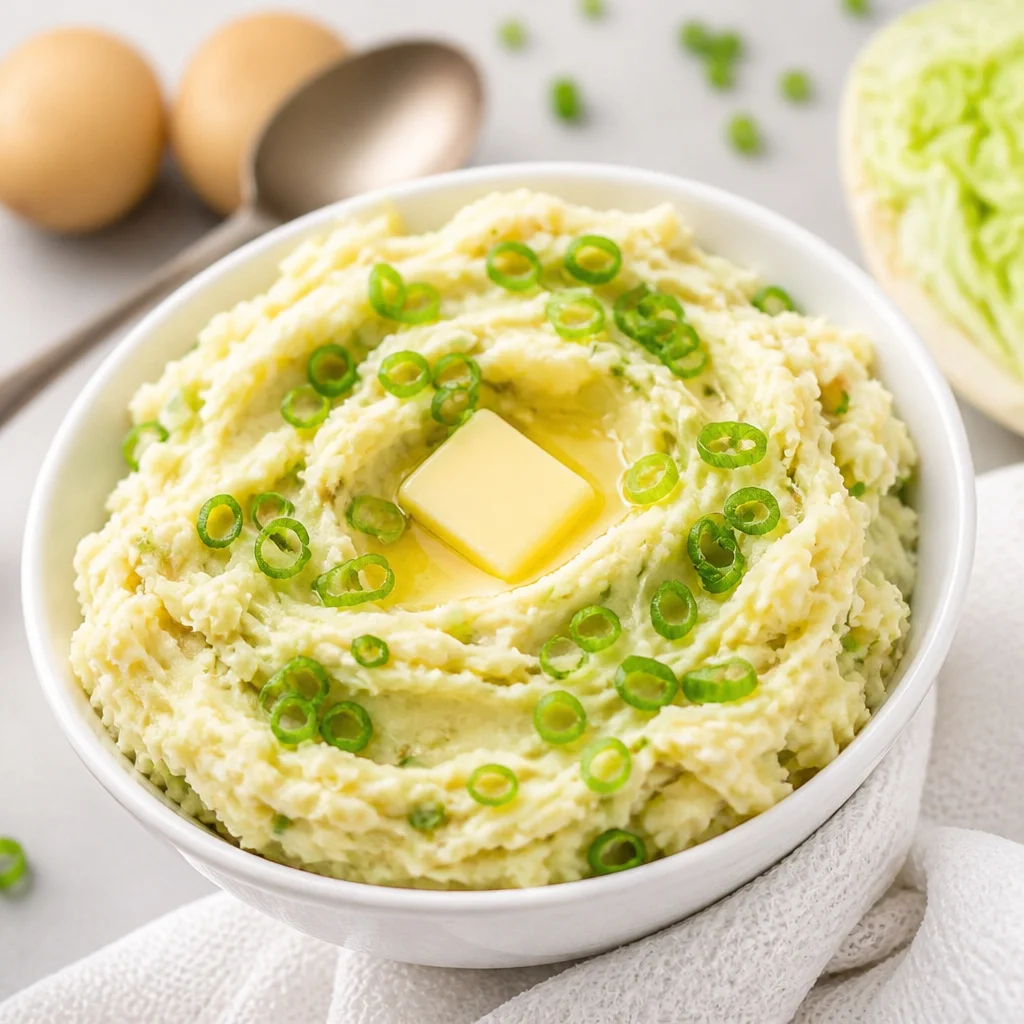 Easy Colcannon - creamy Irish mashed potatoes with sautéed cabbage.