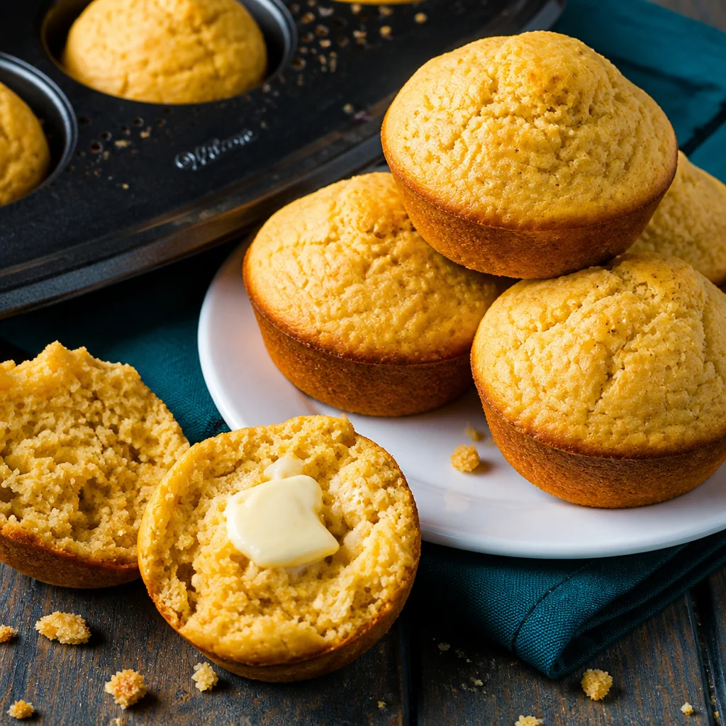 Easy Cornbread Muffins — Sweet Southern Style homemade recipe