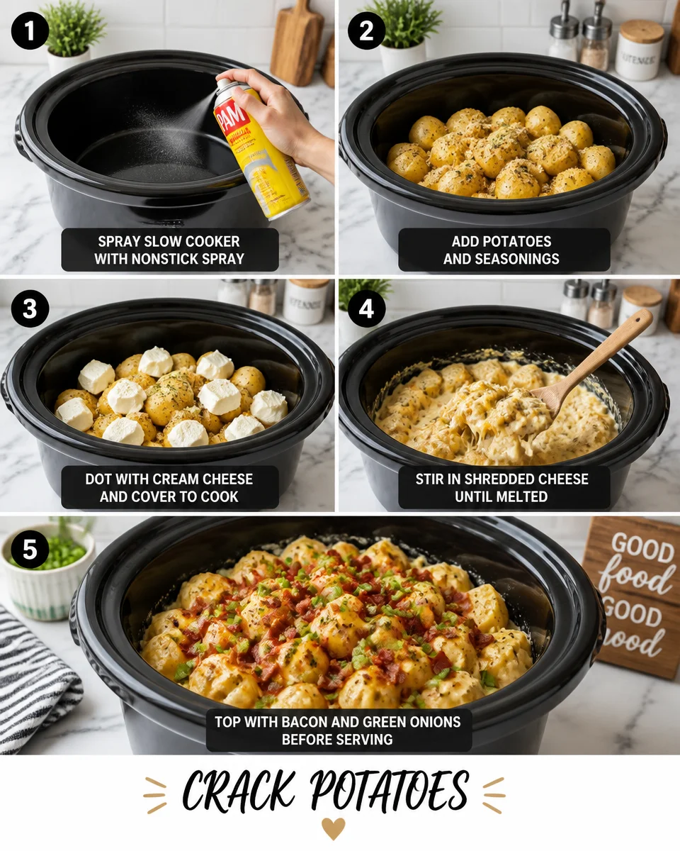 Easy Crack Potatoes — Crockpot Cheesy Ranch