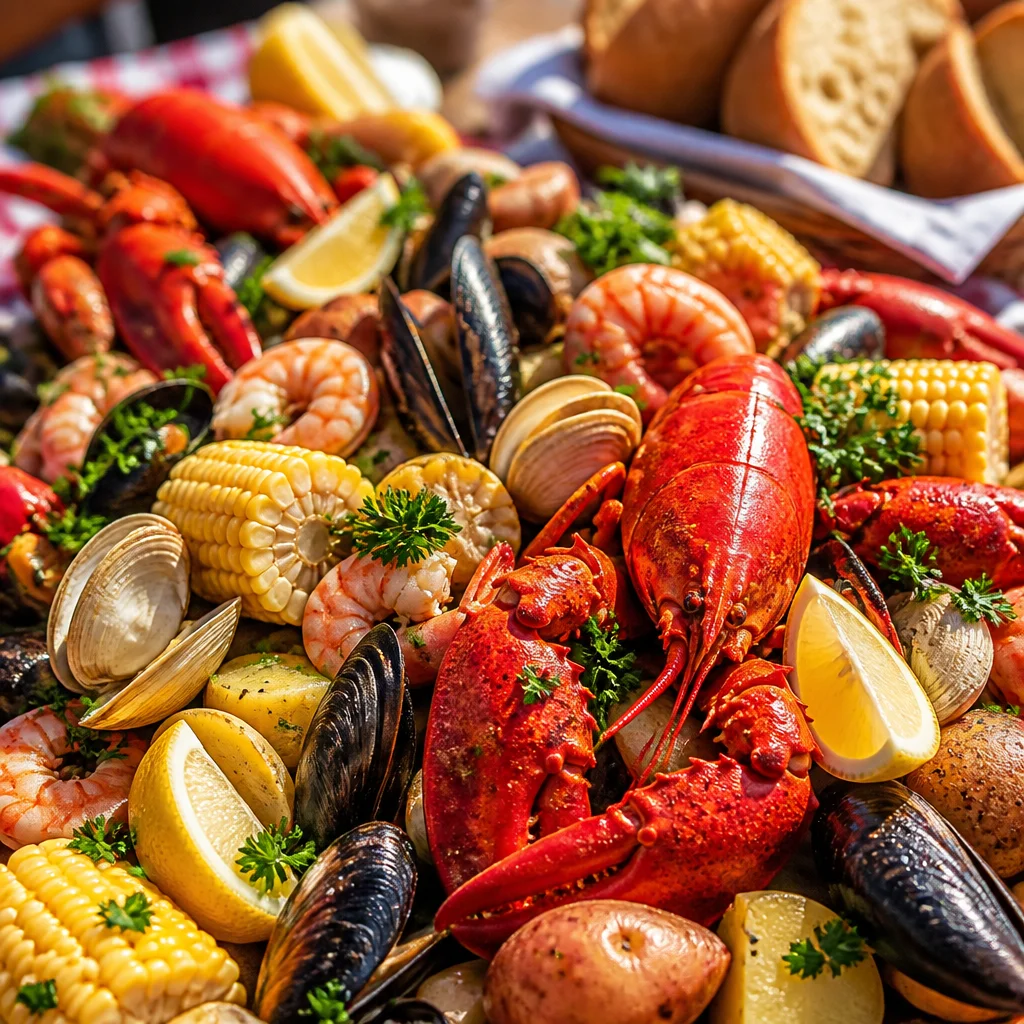 A vibrant spread of crawfish, potatoes, and corn for an Easy Crawfish Boil - Cajun Backyard Feast.