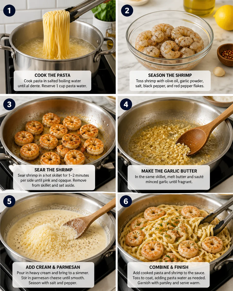 Easy Creamy Shrimp Pasta — Garlic Butter Sauce