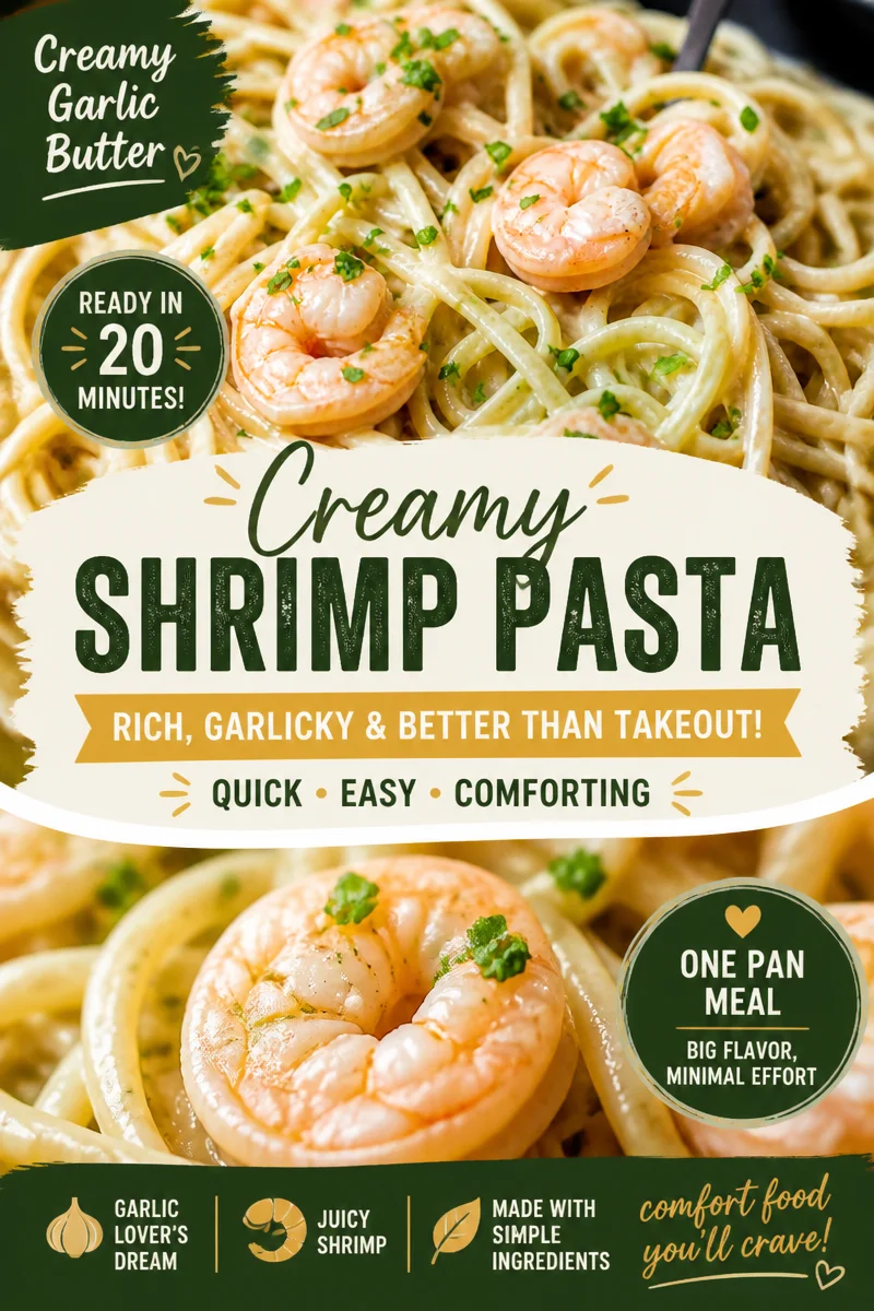 Easy Creamy Shrimp Pasta — Garlic Butter Sauce