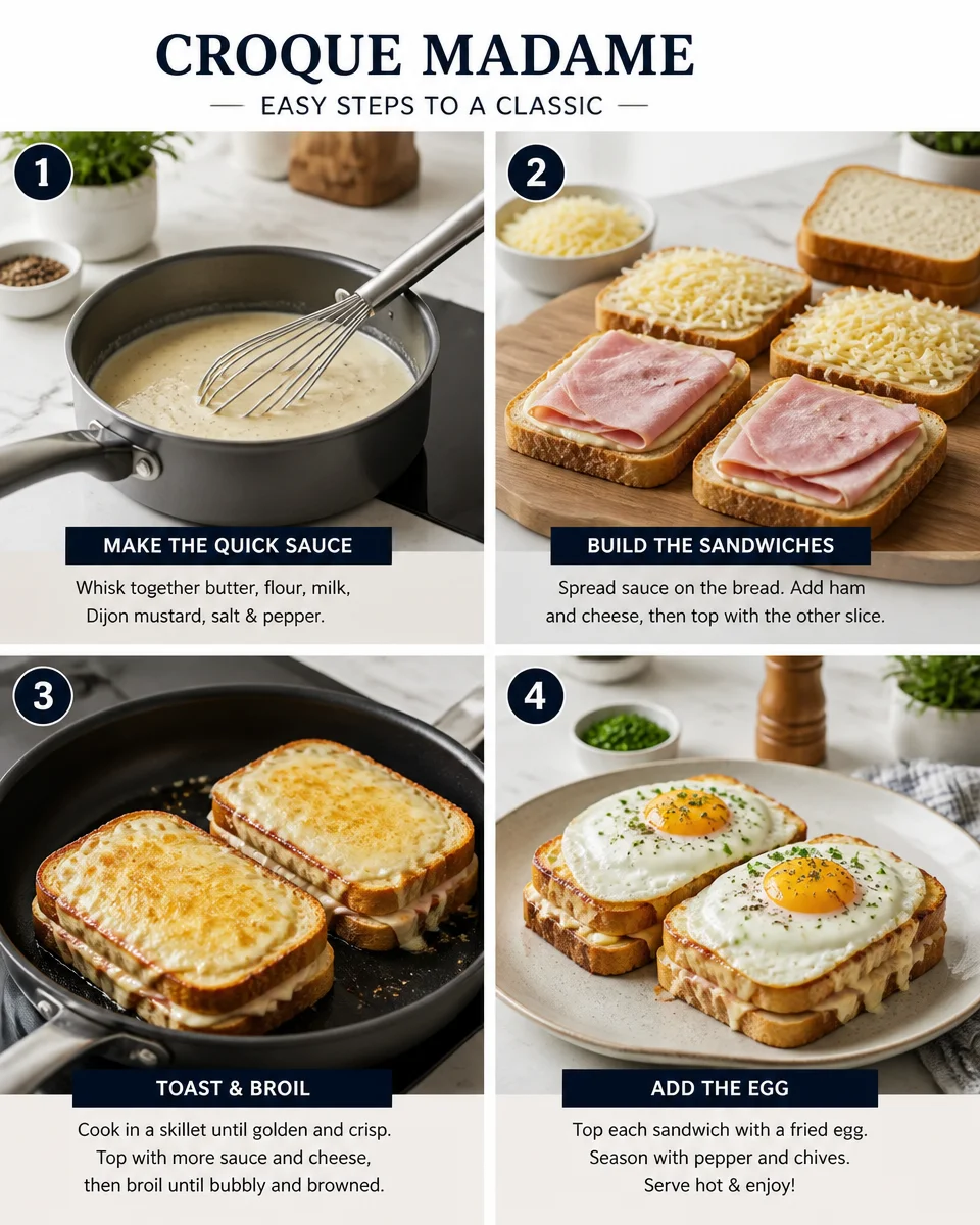 Easy Croque Madame — French Ham Cheese Egg