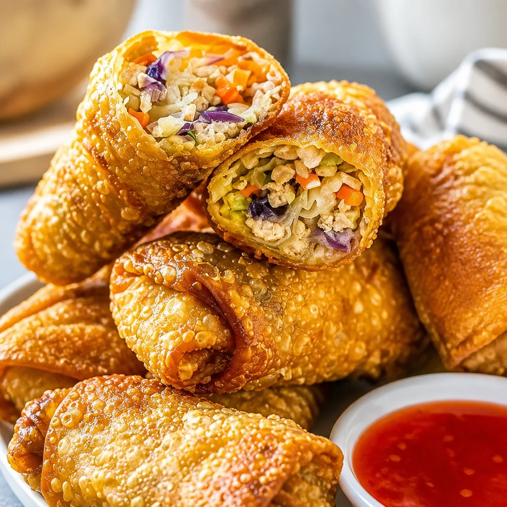 Crispy homemade egg rolls filled with pork and vegetables, ready to enjoy.