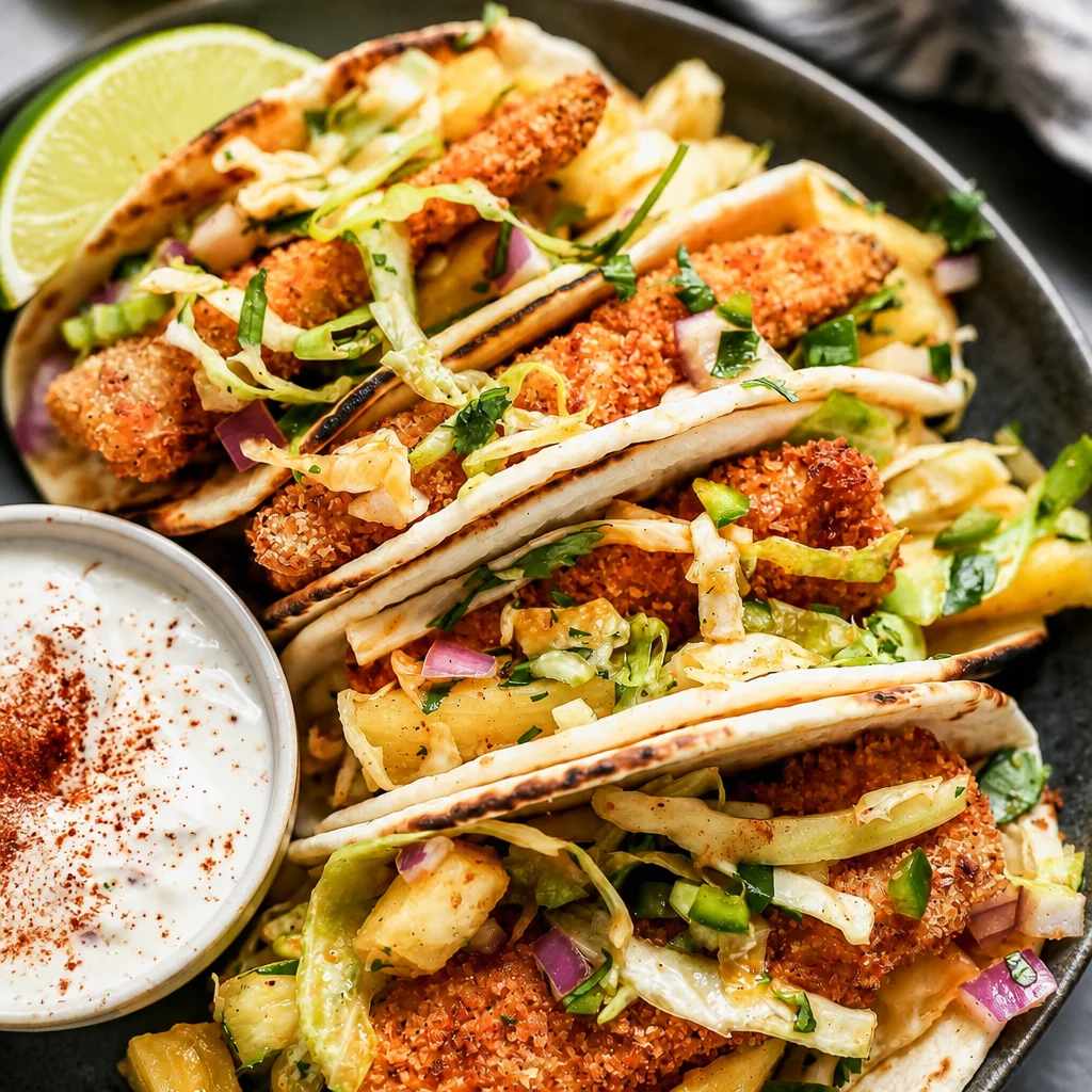 Crispy battered fish tacos with fresh slaw served in warm corn tortillas.