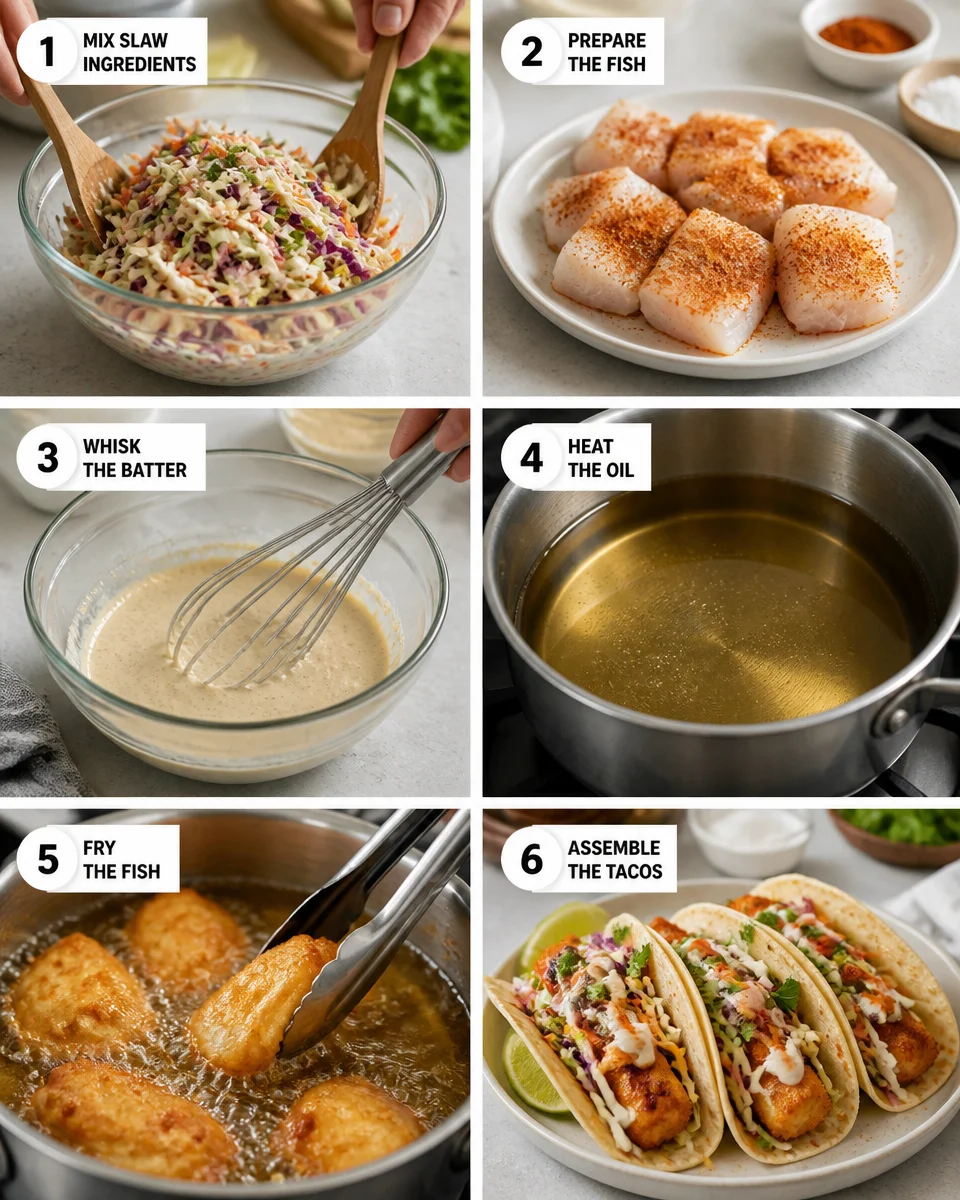 Easy Fish Tacos — Crispy Battered with Slaw