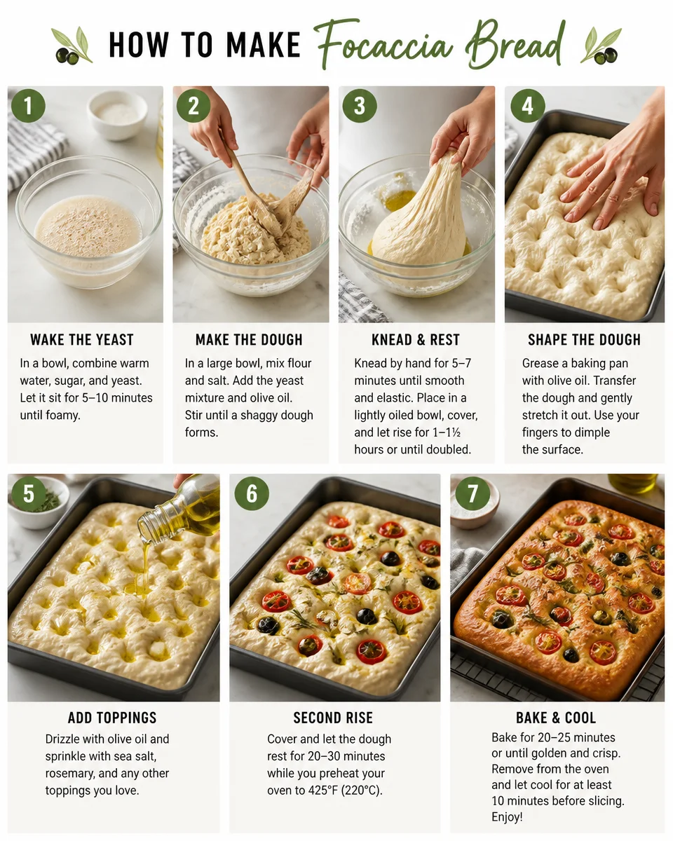 Easy Focaccia Bread — Rosemary Olive Oil Italian