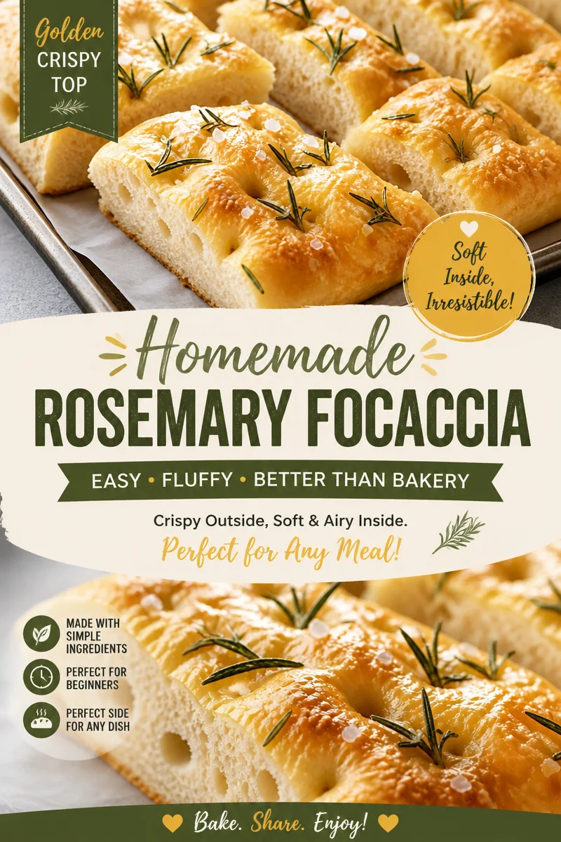 Easy Focaccia Bread — Rosemary Olive Oil Italian