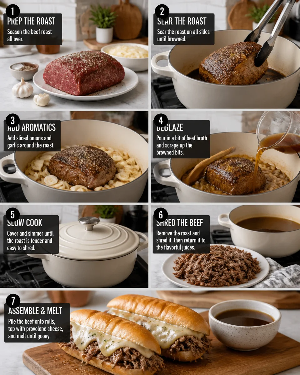 Easy French Dip Sandwich — Slow Cooker Beef