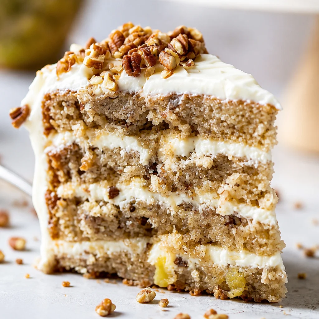 Moist Easy Hummingbird Cake with banana, pineapple, and cream cheese frosting.