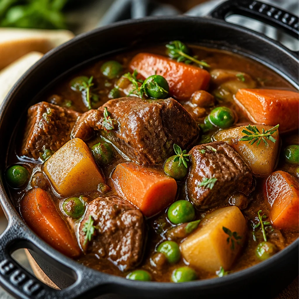 Delicious Easy Instant Pot Beef Stew served with potatoes and vegetables.