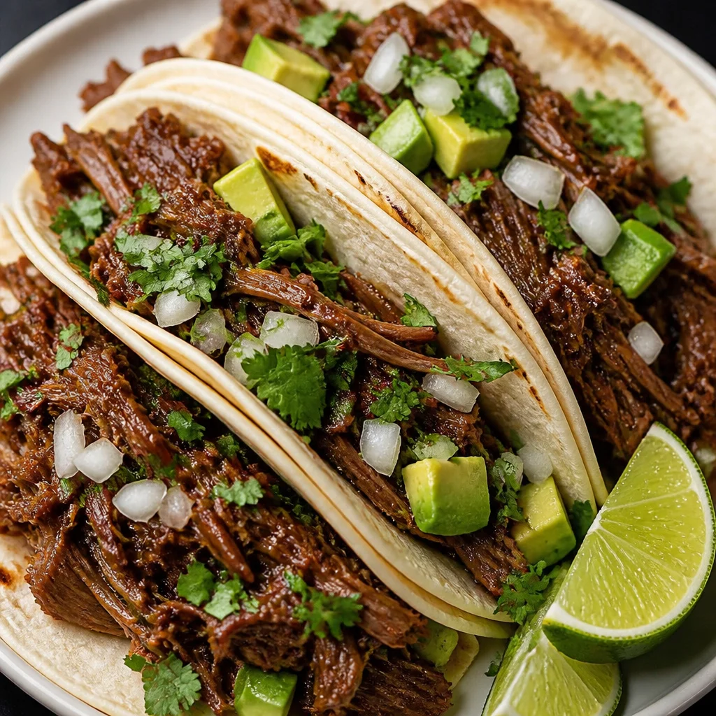Delicious Easy Instant Pot Beef Tacos made with shredded Mexican beef.