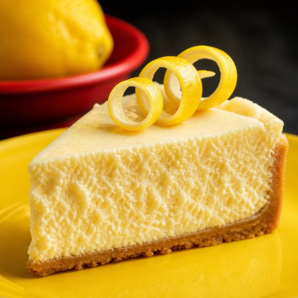 Delicious Easy Instant Pot Lemon Cheesecake with buttery crust and lemon curd topping.