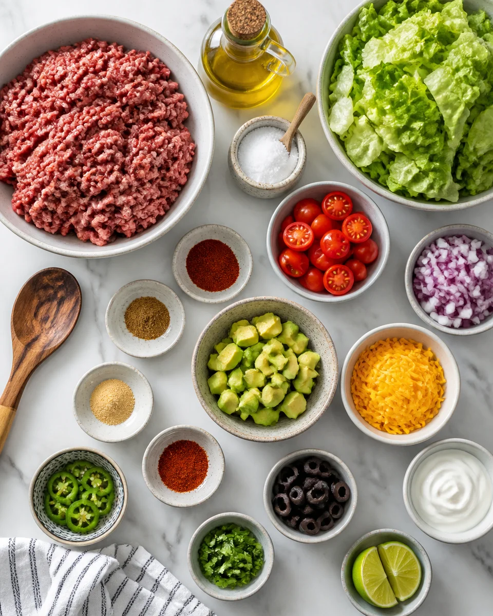 Easy Keto Taco Bowls — Ground Beef Lettuce