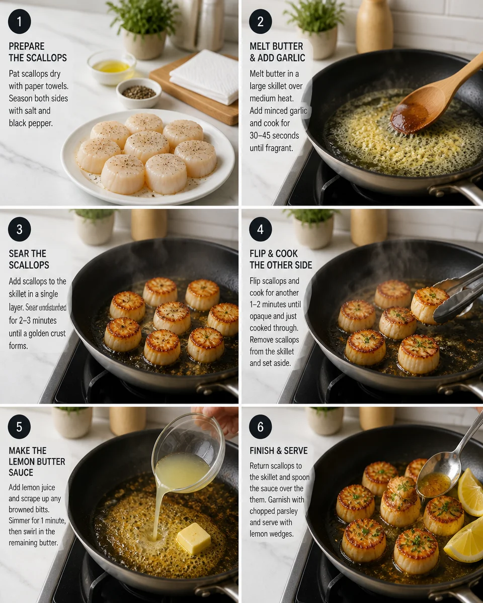 Easy Lemon Butter Scallops — Pan Seared 10 Minutes